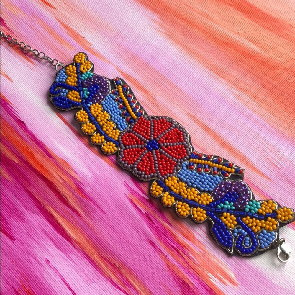 NWOT Hand Beaded Cuff Bracelet 🌈☀️ - Picture 2 of 2